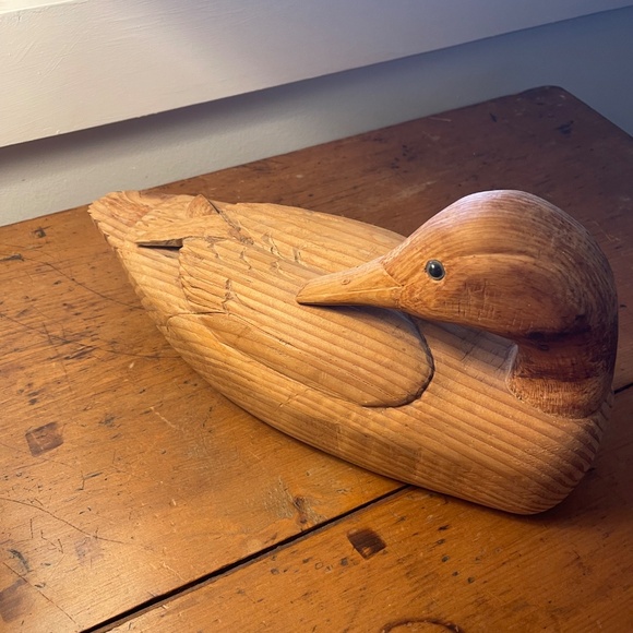 Hand Carved Solid Wooden Duck Decoy - Picture 4 of 5